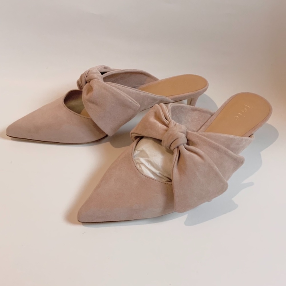 JOIE Caleah Peach Pink Suede Mules Kitten Heel Pointed Toe Sandal Leather Pumps - Picture 11 of 15